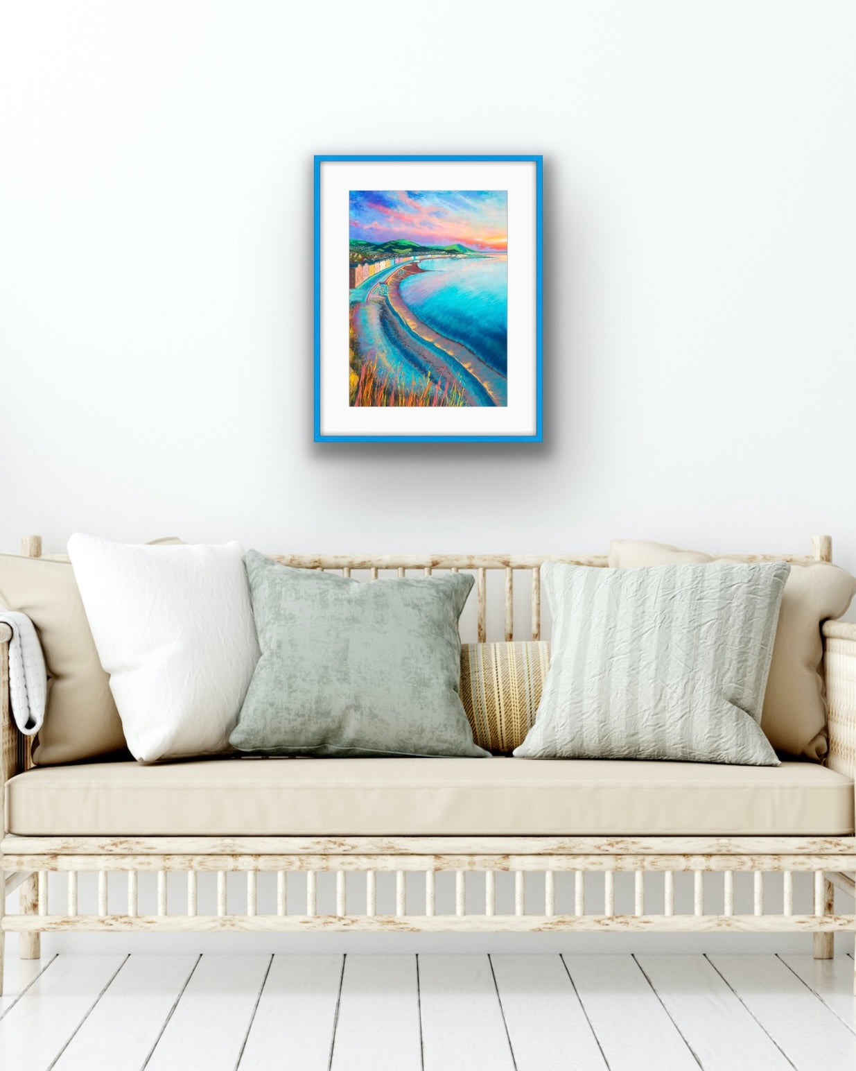 Colourful view from Constitution Hill over Cardigan Bay Aberystwyth prom to Pen Dinas