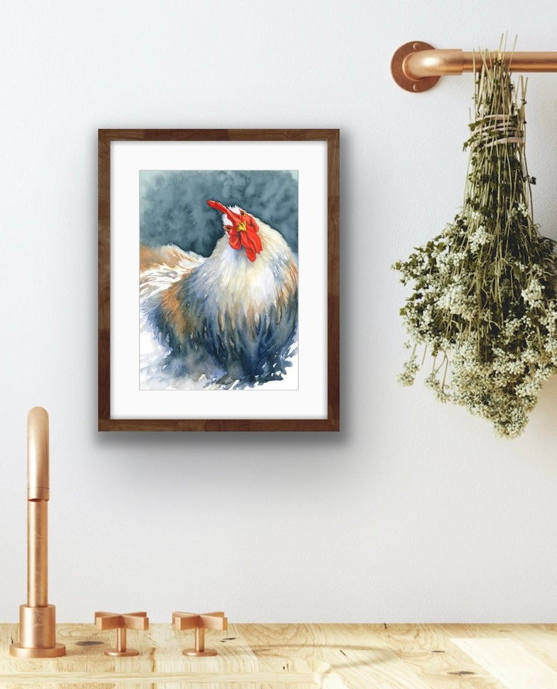 Curious Chicken, Fine Art Giclee 10x8" Mini Print