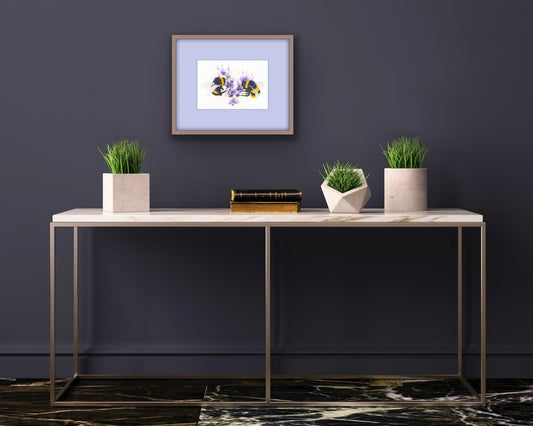 Bees with Lavender - Original Watercolour