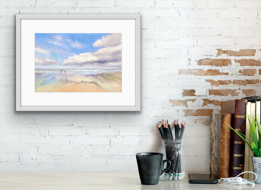 On the Beach, Fine Art Giclee 10x8" Mini Print
