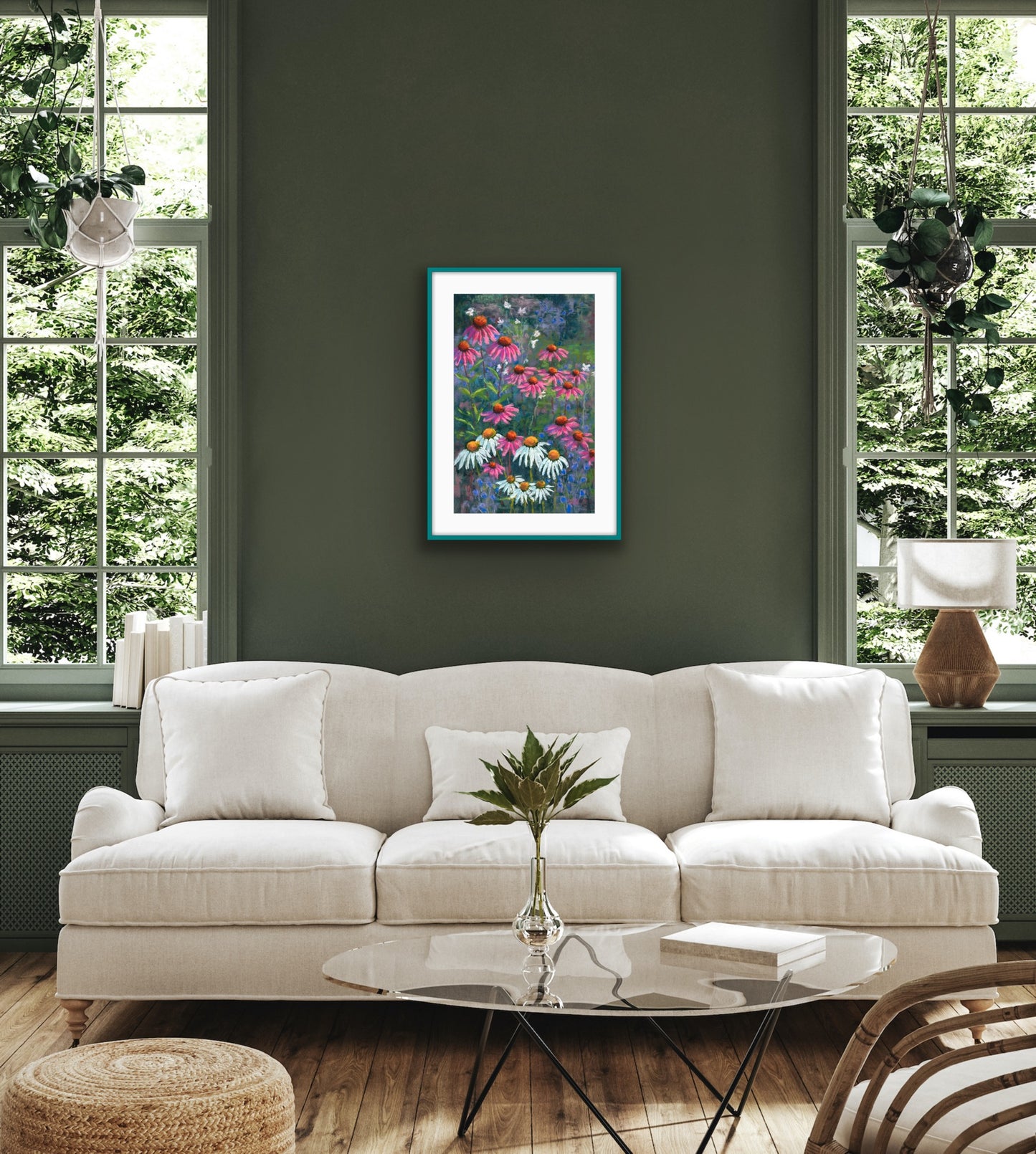 Echinaceas and Daisies - Original Pastel