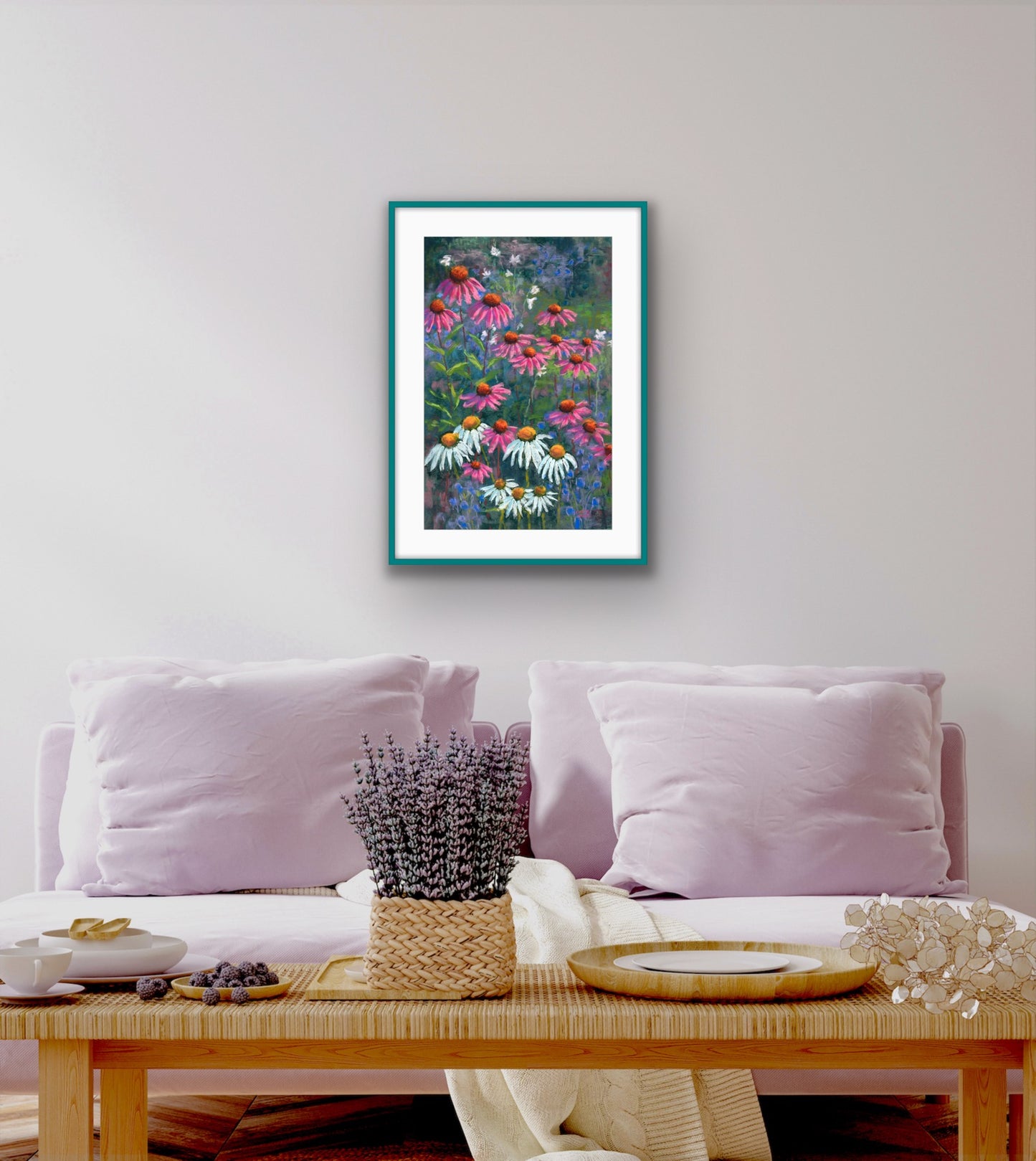 Echinaceas and Daisies - Original Pastel