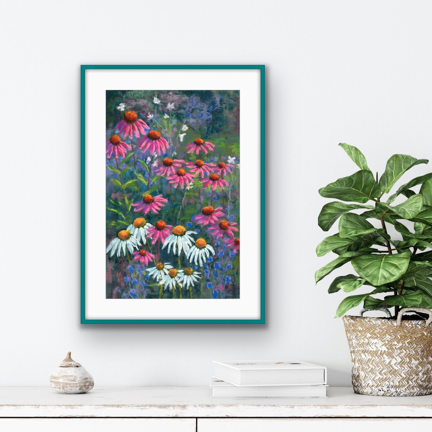 Echinaceas and Daisies, Fine Art Giclee Limited Edition Print