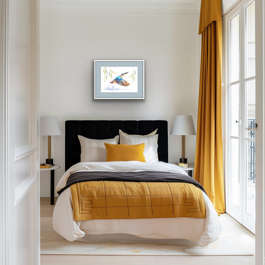 Kingfisher Fishing, Fine Art Giclee Limited Edition Print