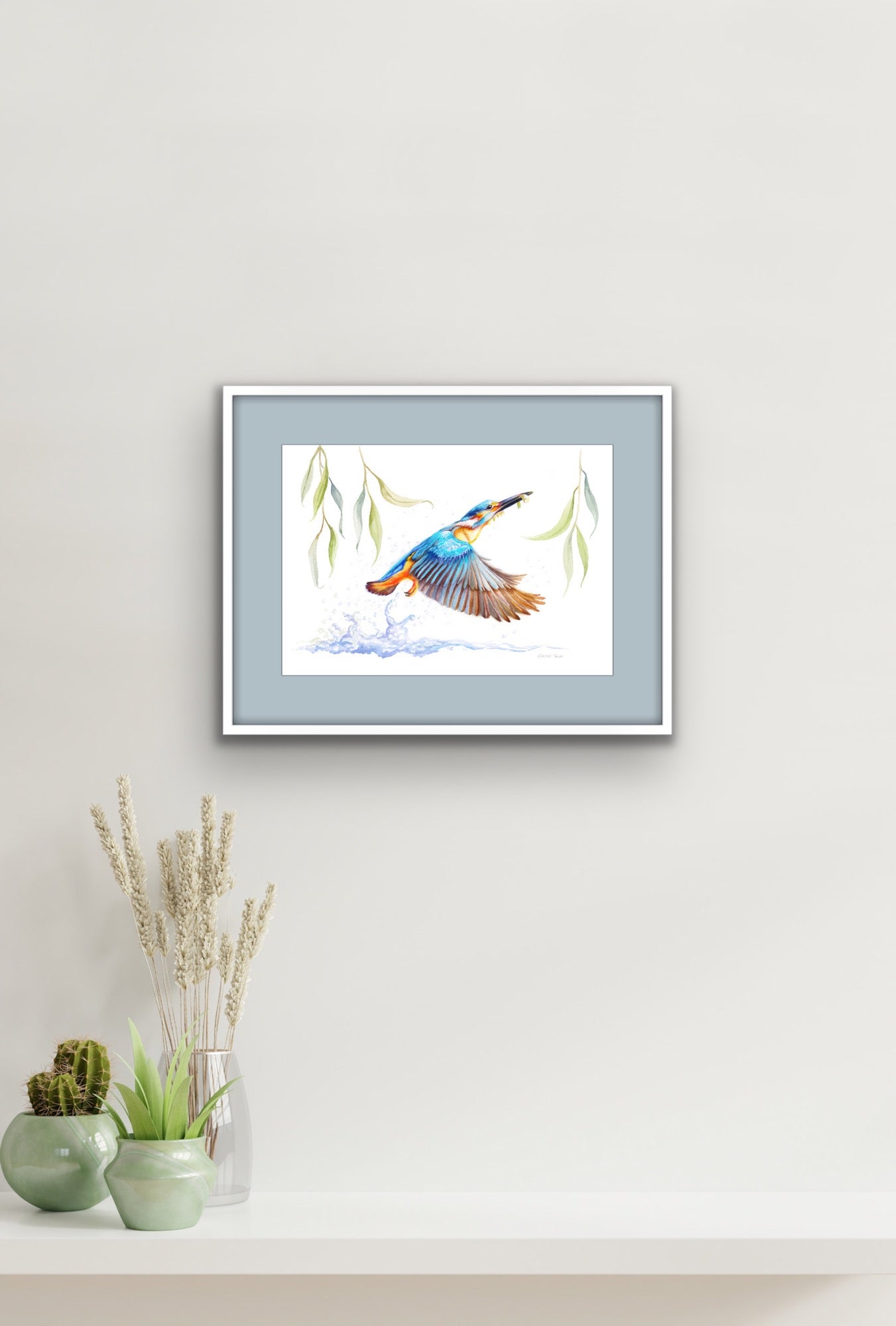 Kingfisher Fishing, Fine Art Giclee 10x8" Mini Print