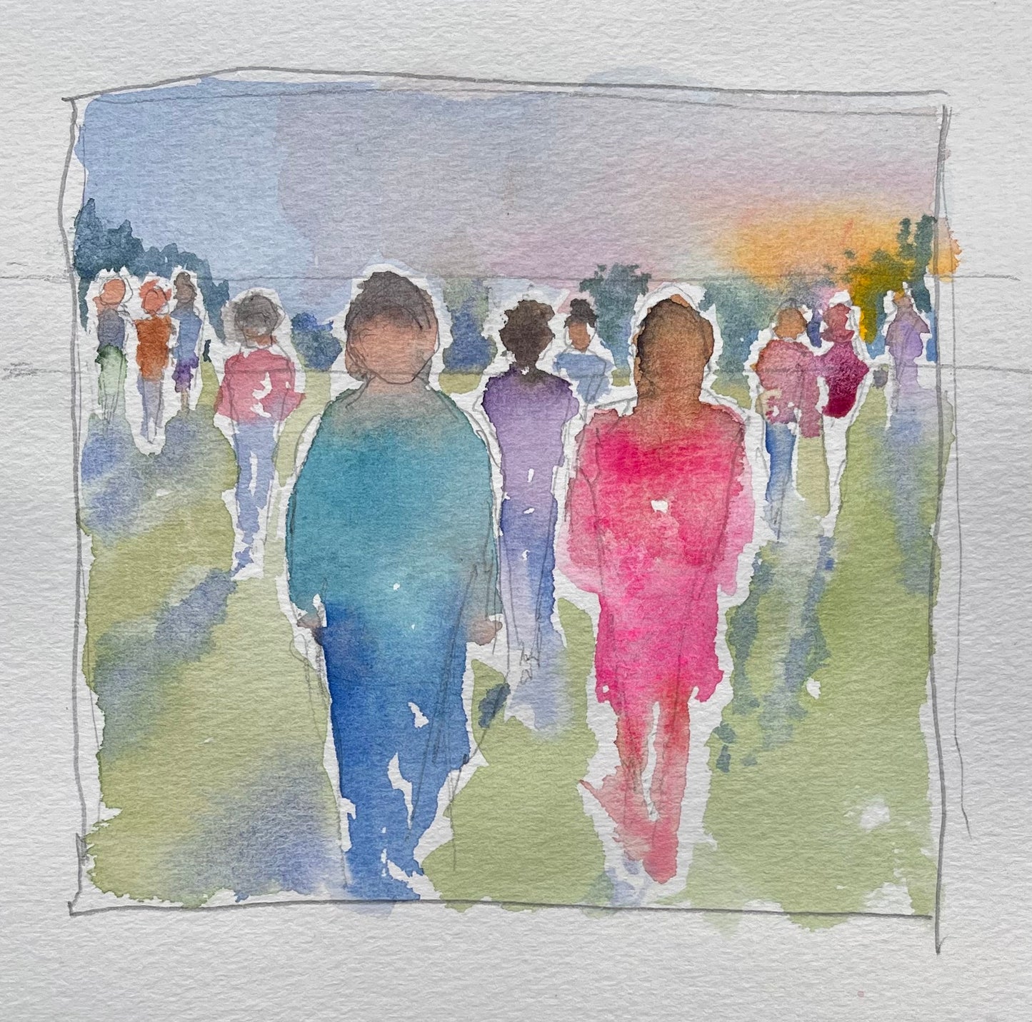 Sketch watercolour figures from Kirstie Trobe Fine Art class bookings
