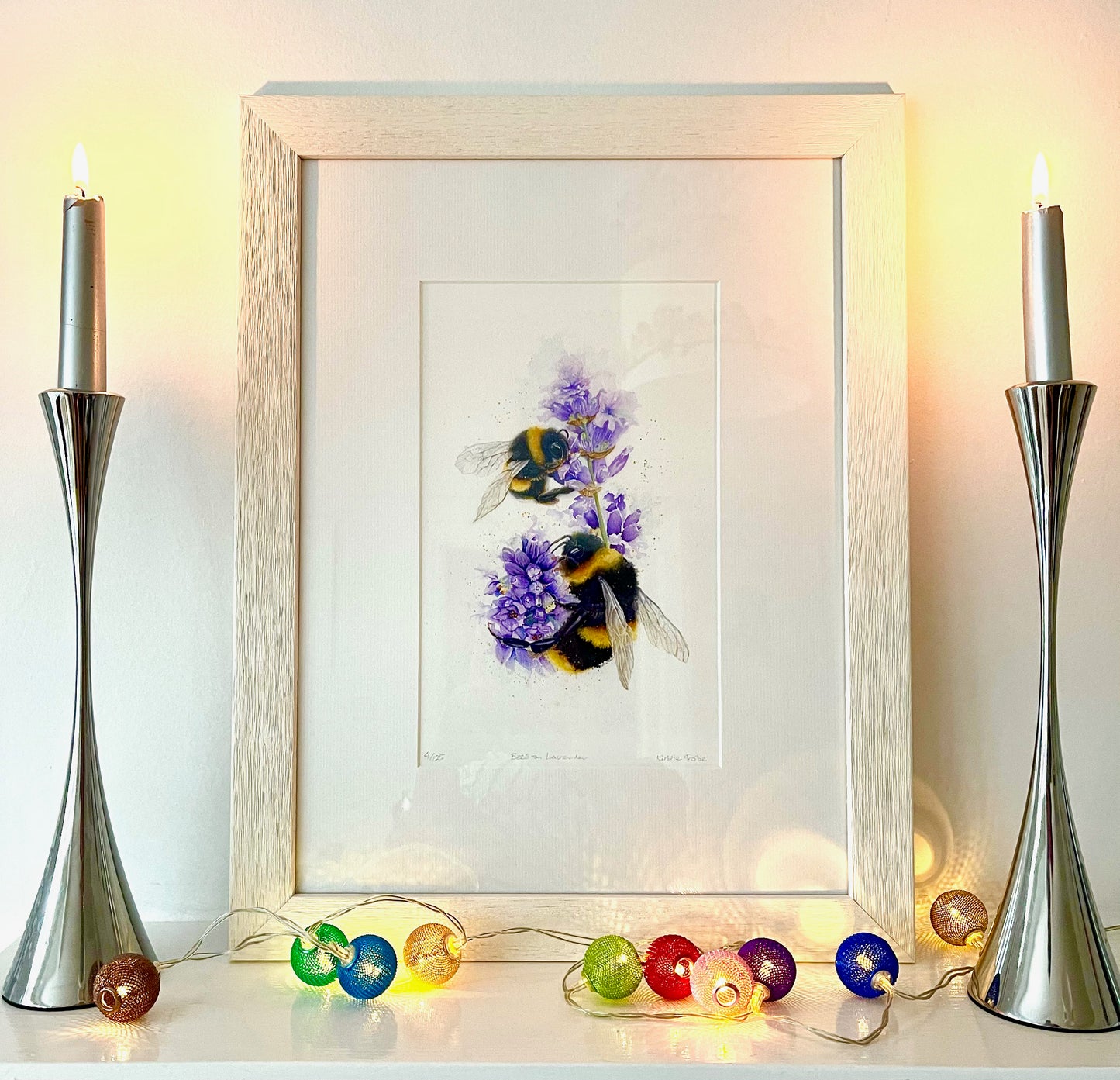 Bees on Lavender, Fine Art Giclee Limited Edition Print