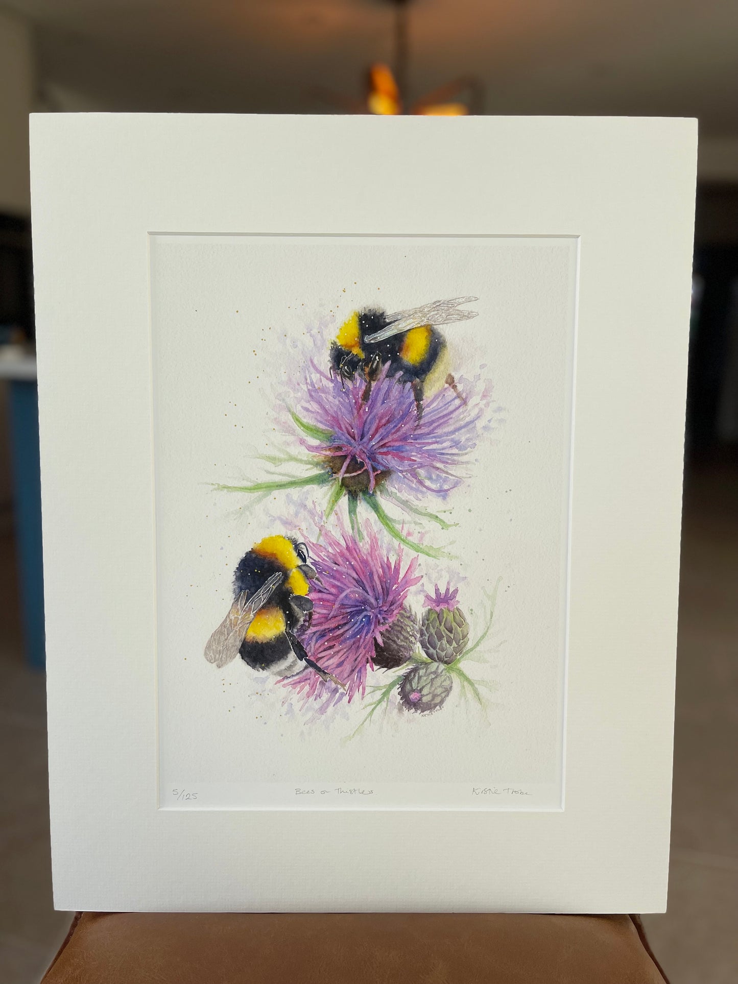 Bees on Thistles, Fine Art Giclee Limited Edition Print