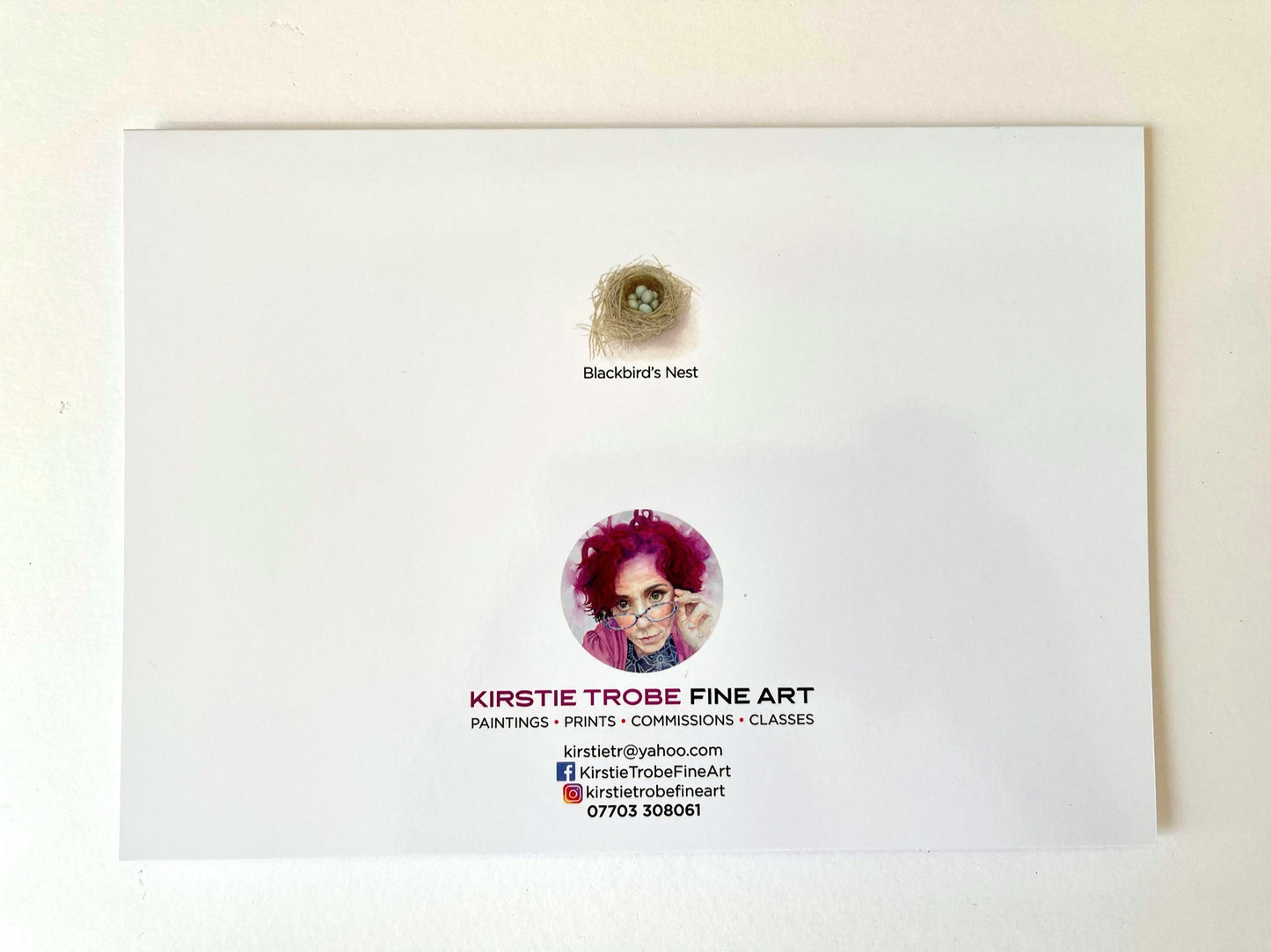 Blackbird's Nest, A5 Greeting Card. Blank inside.