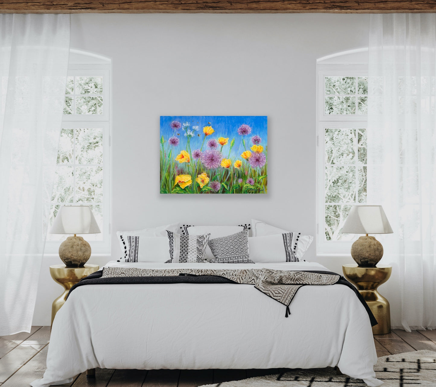 Alliums and Poppies, Fine Art Giclee Limited Edition Print