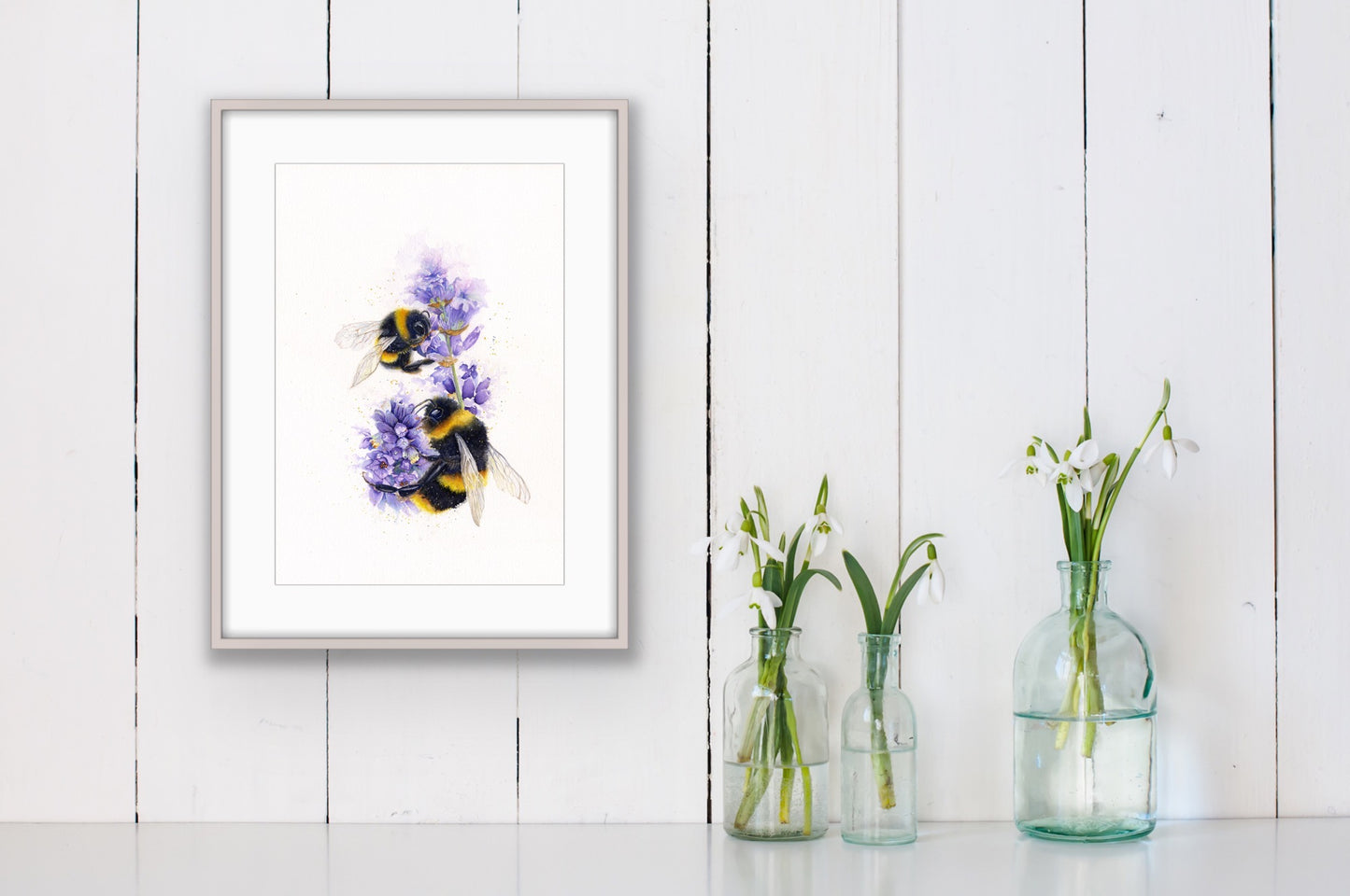 Bees on Lavender, Fine Art Giclee Limited Edition Print