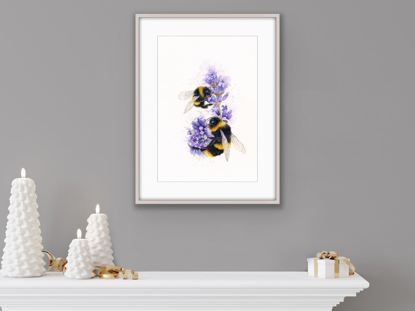 Bees on Lavender, Fine Art Giclee Limited Edition Print