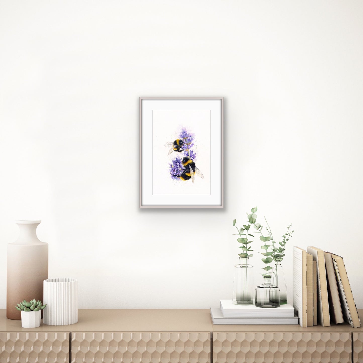Bees on Lavender, Fine Art Giclee Limited Edition Print
