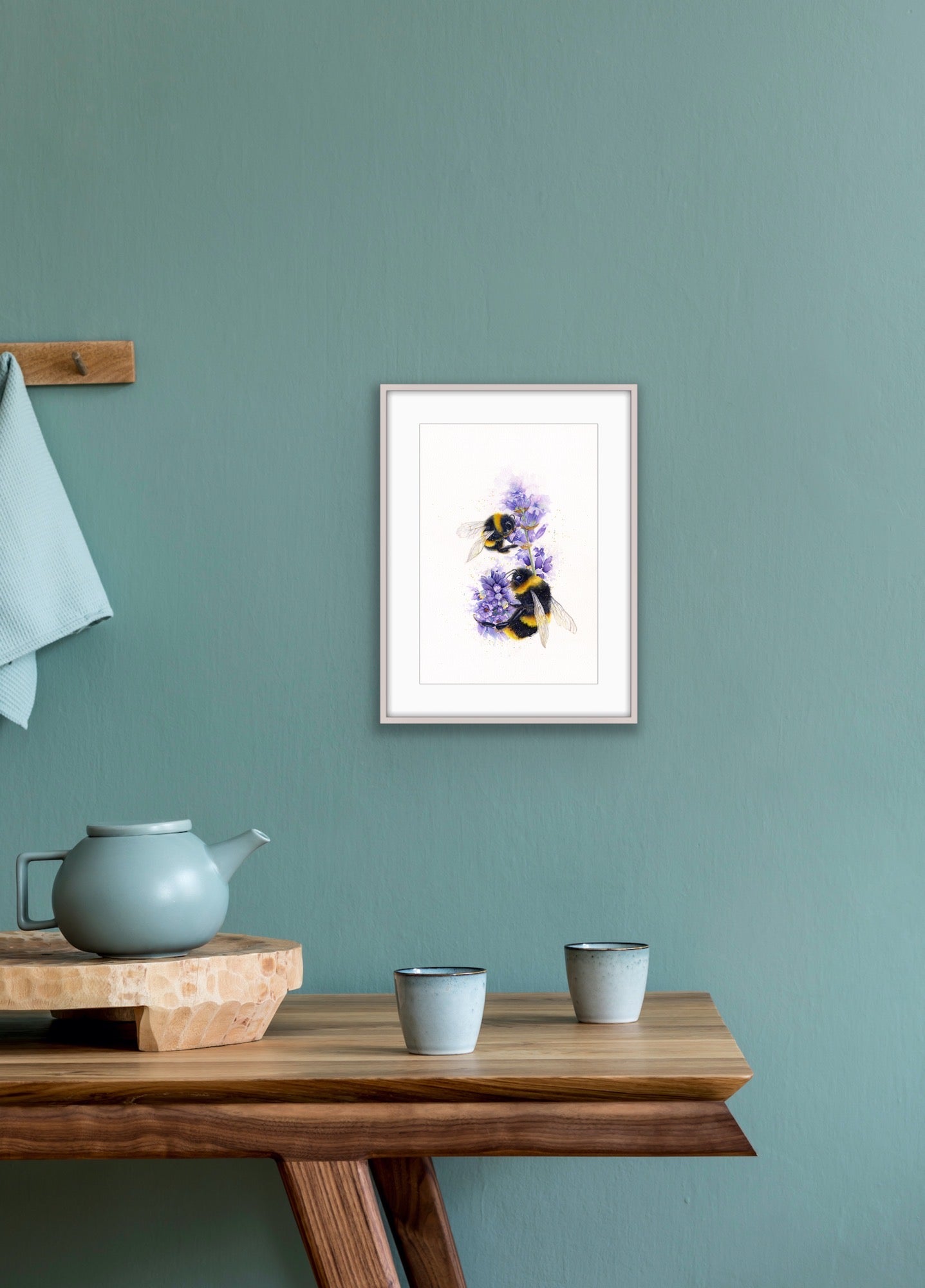 Bees on Lavender, Fine Art Giclee Limited Edition Print
