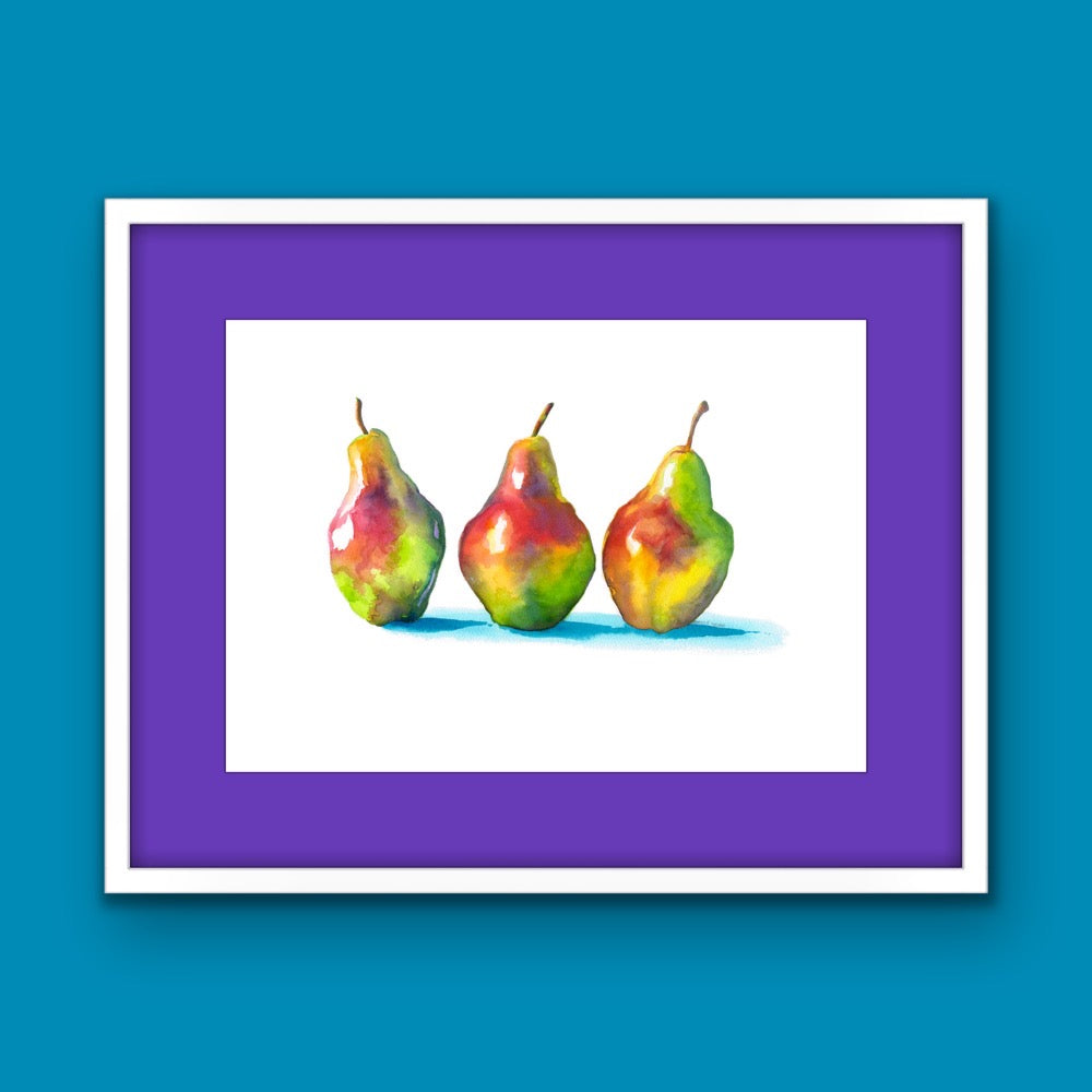 Trio of Pears, Fine Art Giclee Limited Edition Print
