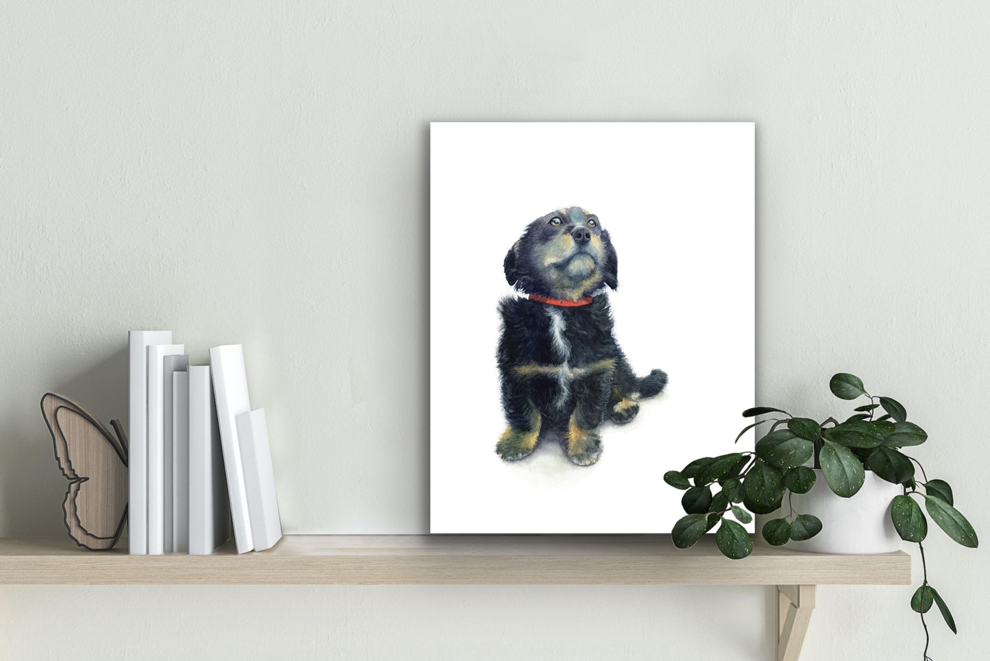 Puppy with Red Collar - Original Watercolour