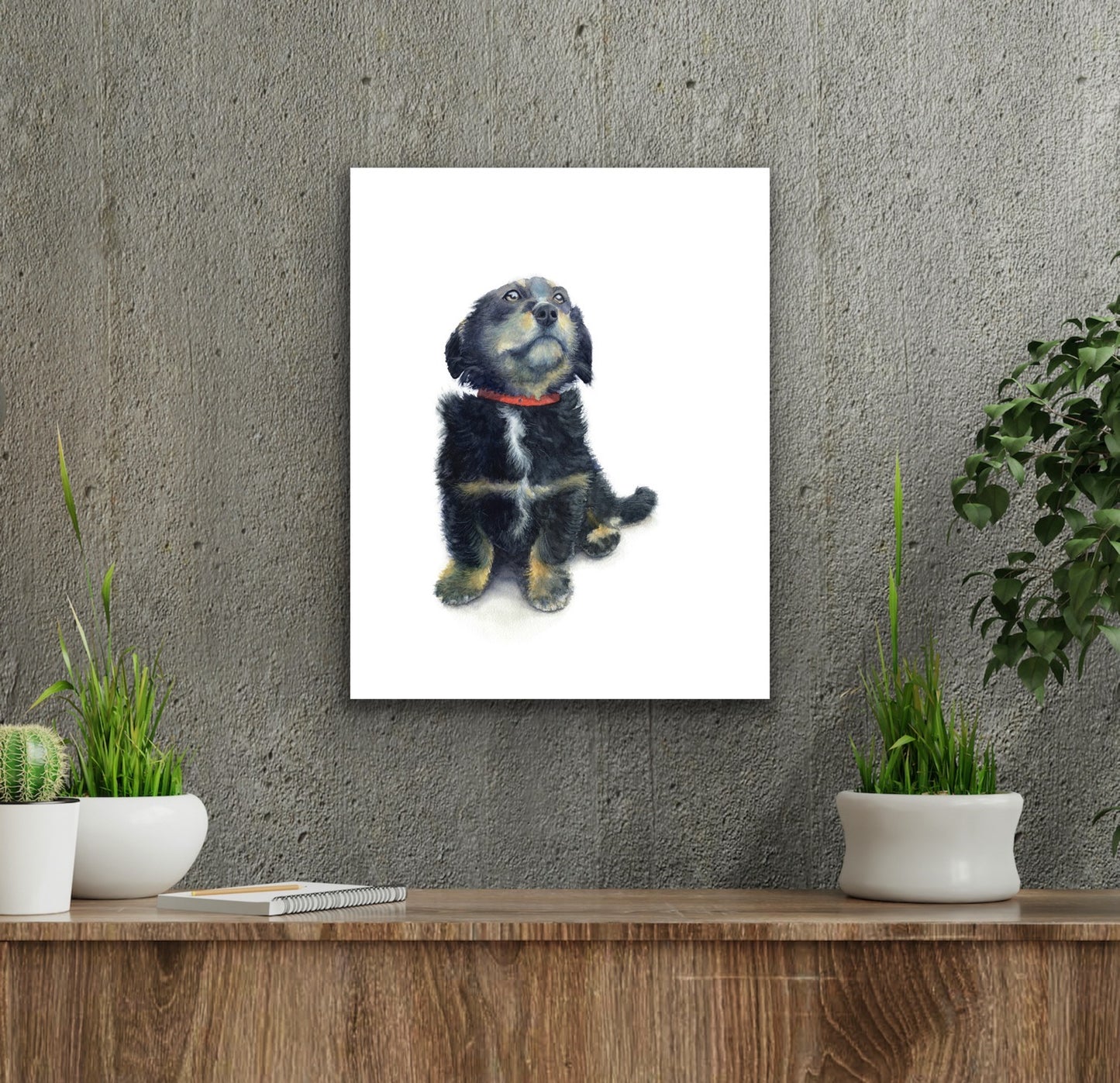 Puppy with Red Collar - Original Watercolour
