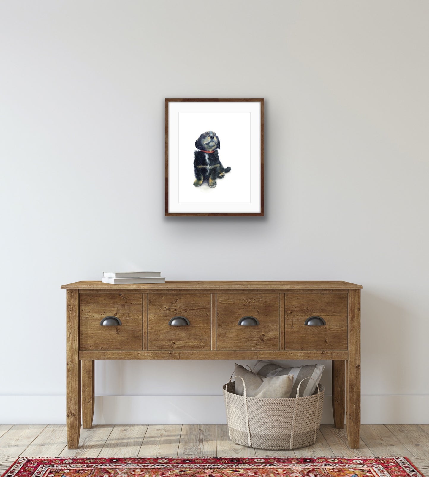 Puppy with Red Collar - Original Watercolour
