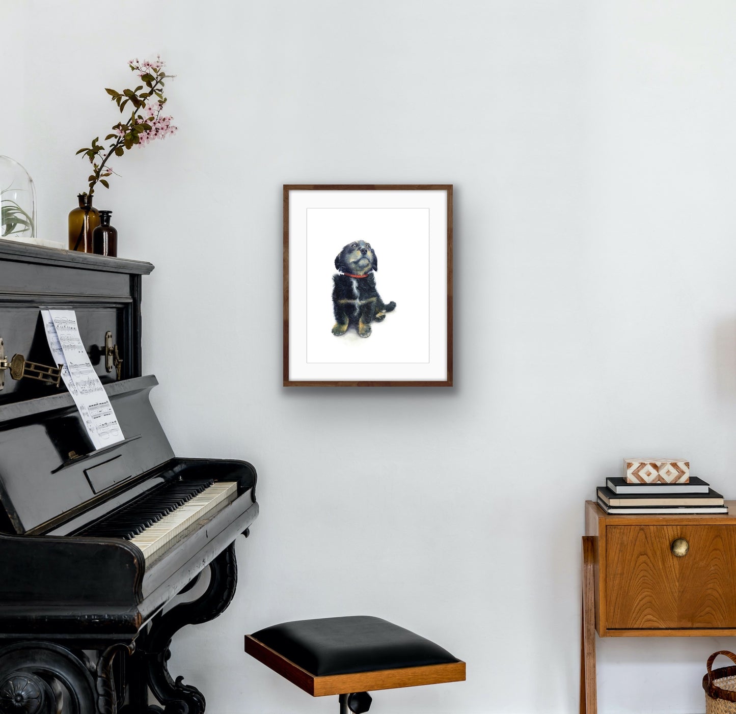 Puppy with Red Collar, Fine Art Giclee Limited Edition Print