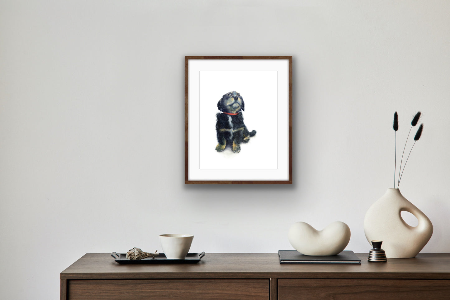 Puppy with Red Collar - Original Watercolour