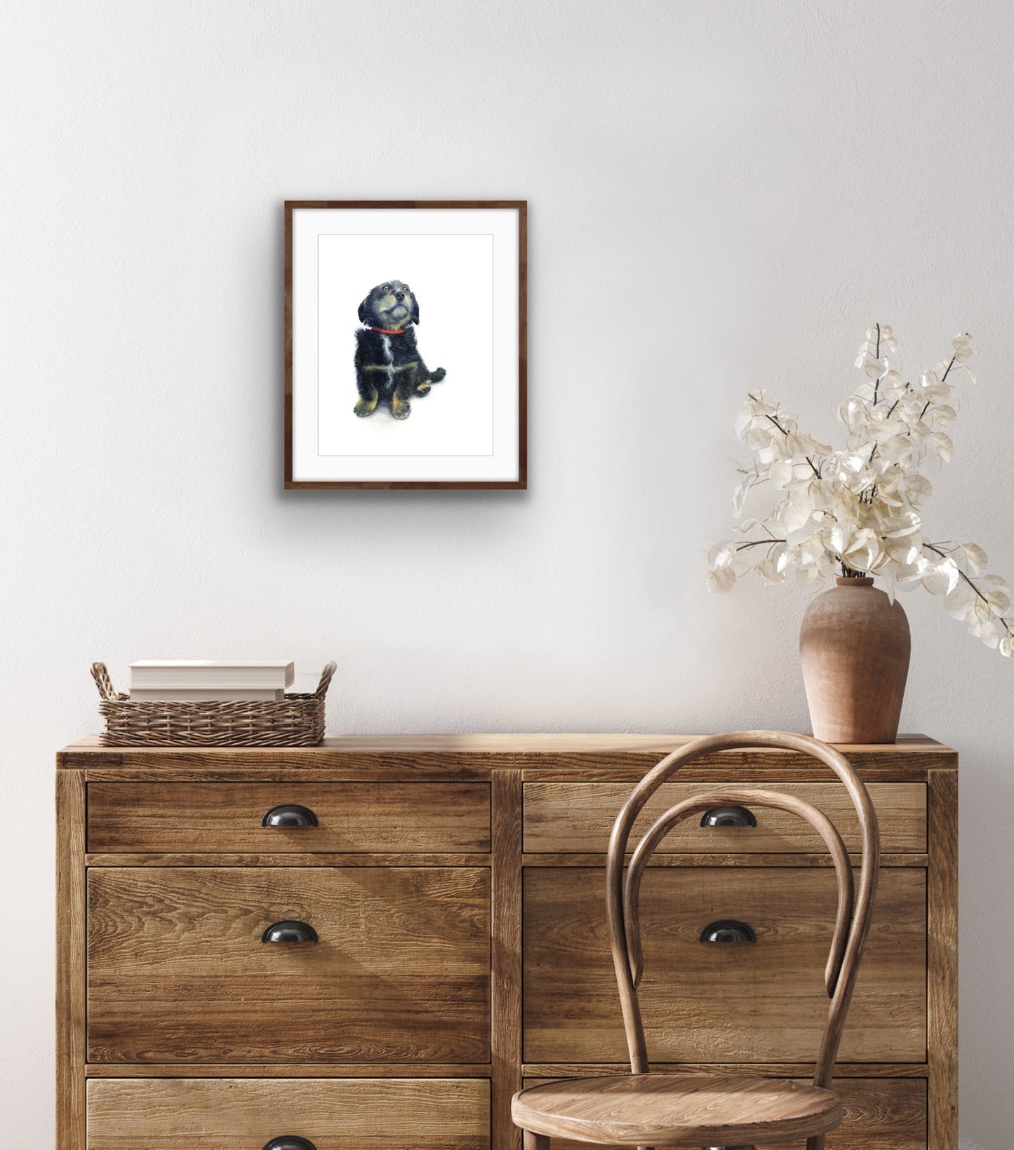 Puppy with Red Collar, Fine Art Giclee Limited Edition Print