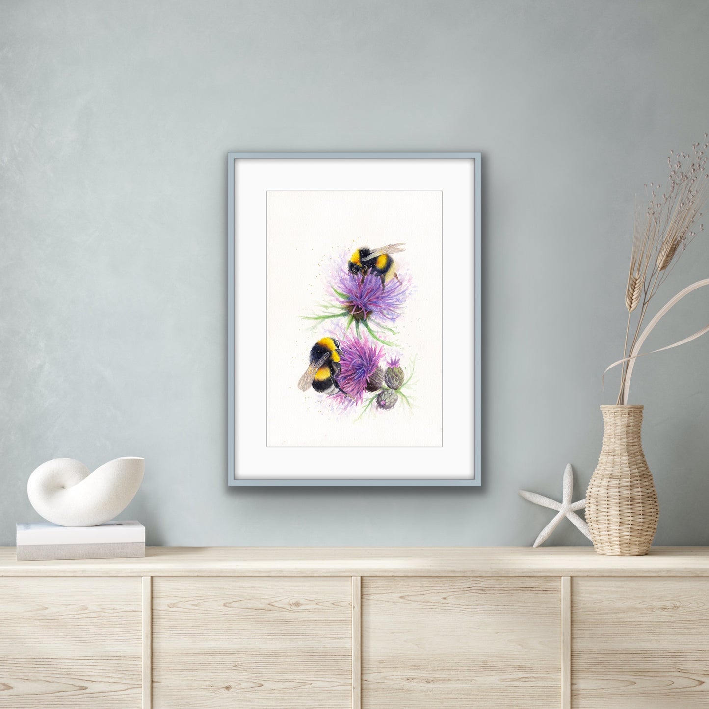 Bees on Thistles, Fine Art Giclee Limited Edition Print