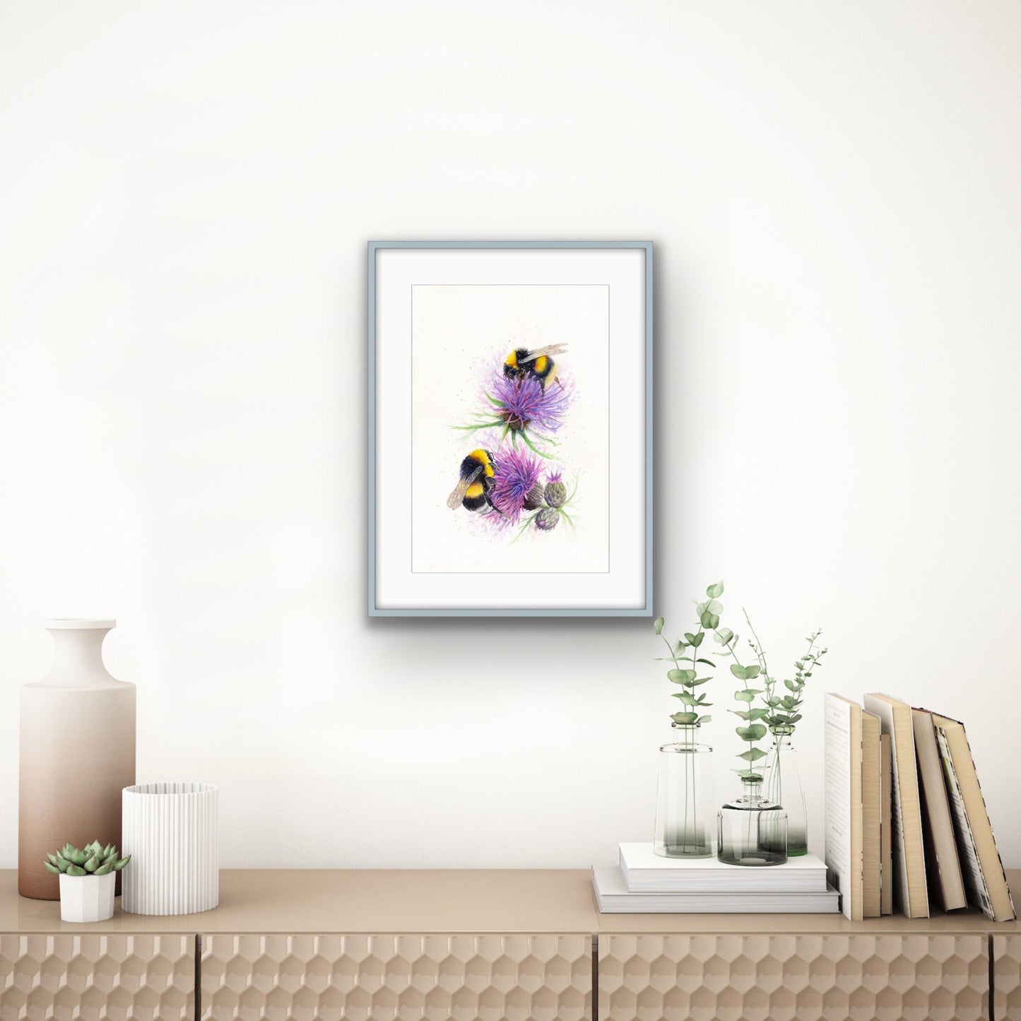 Bees on Thistles, Fine Art Giclee Limited Edition Print