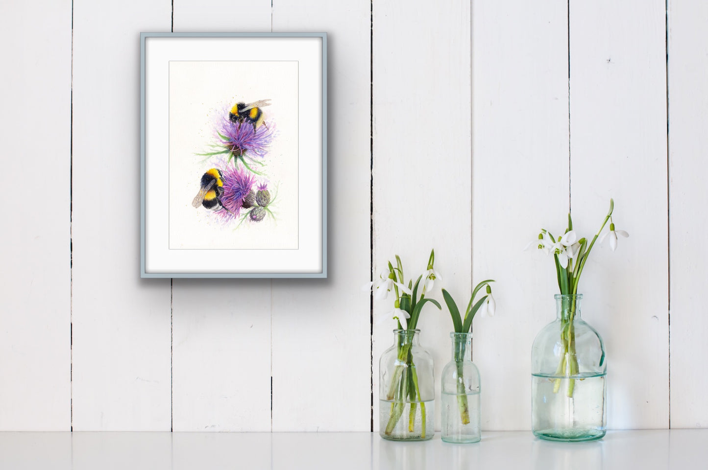 Bees on Thistles, Fine Art Giclee Limited Edition Print