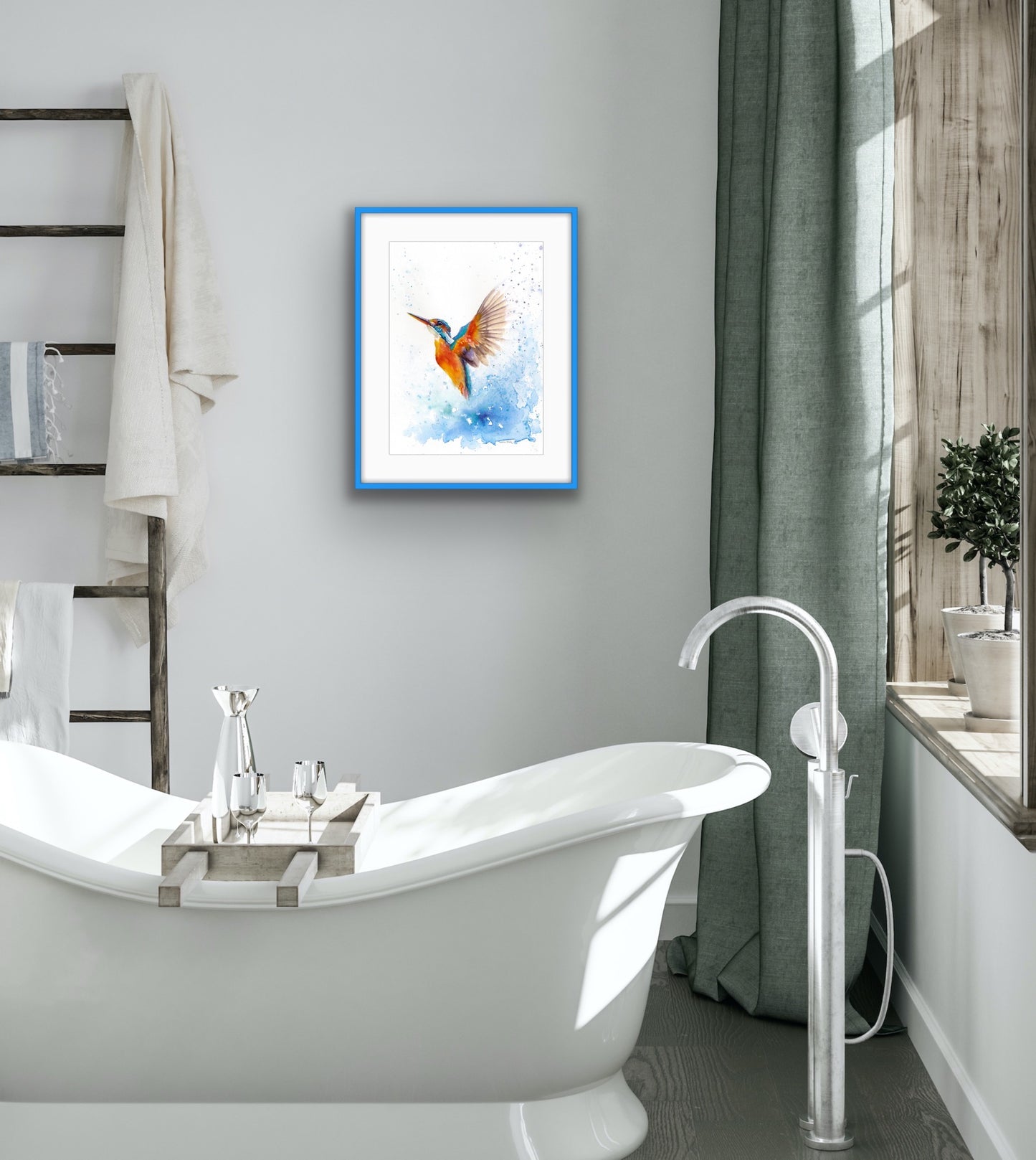 Kingfisher in Flight, Fine Art Giclee Limited Edition Print