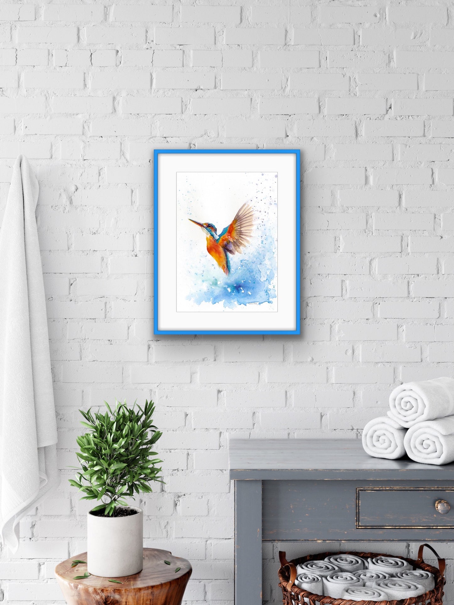Kingfisher in Flight, Fine Art Giclee Limited Edition Print