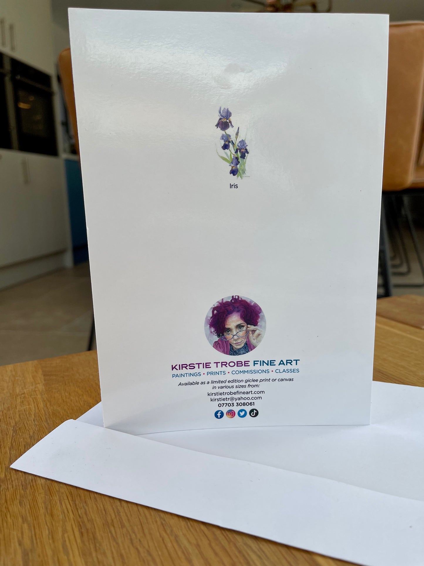 Iris, A5 Greeting Card. Blank inside.