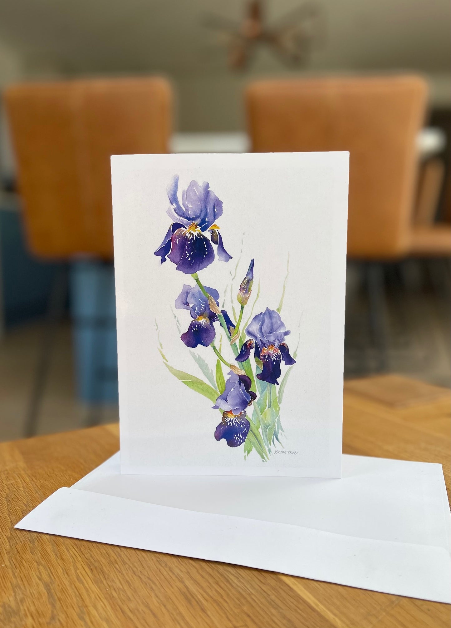 Iris, A5 Greeting Card. Blank inside.