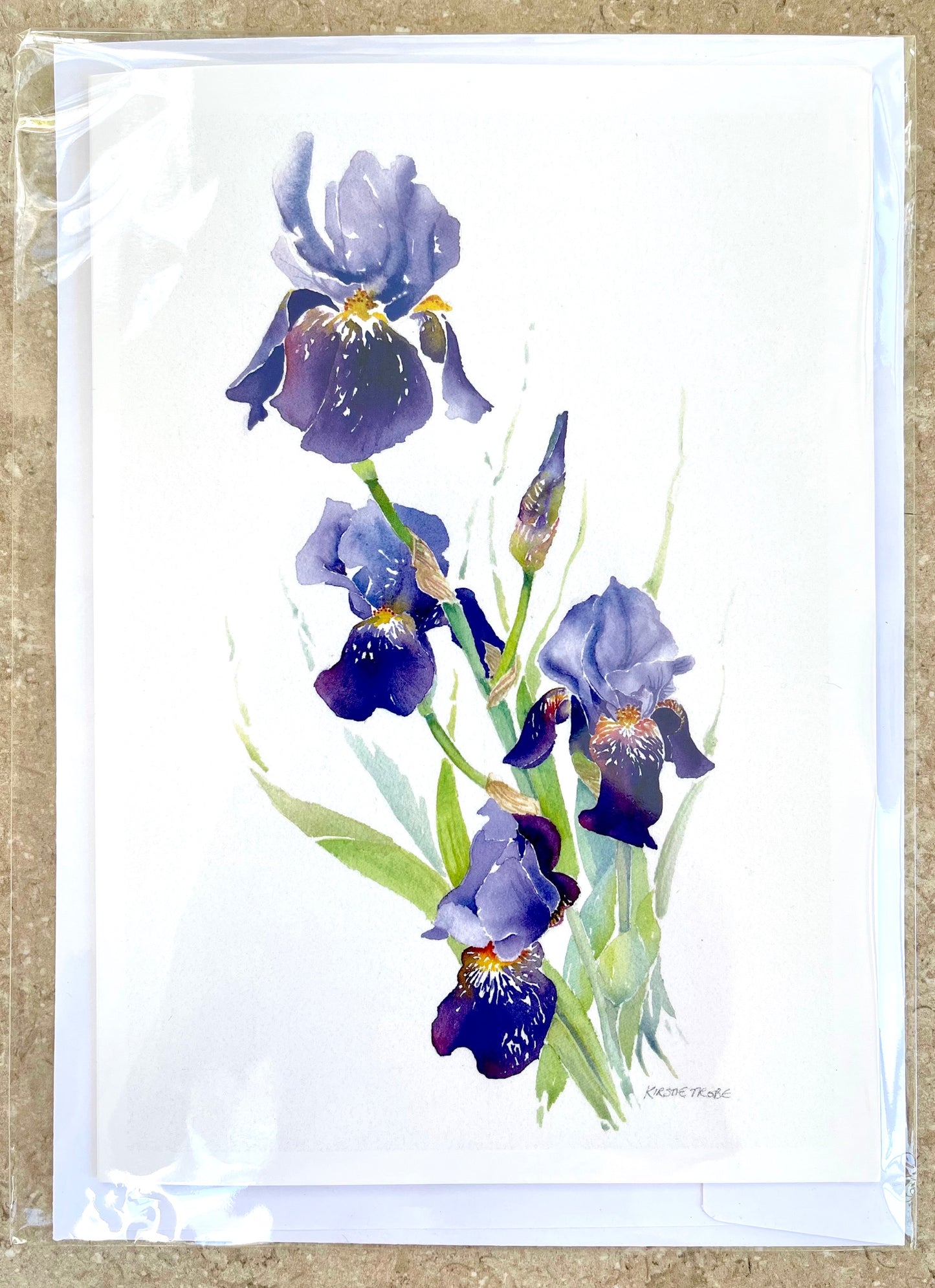 Iris, A5 Greeting Card. Blank inside.