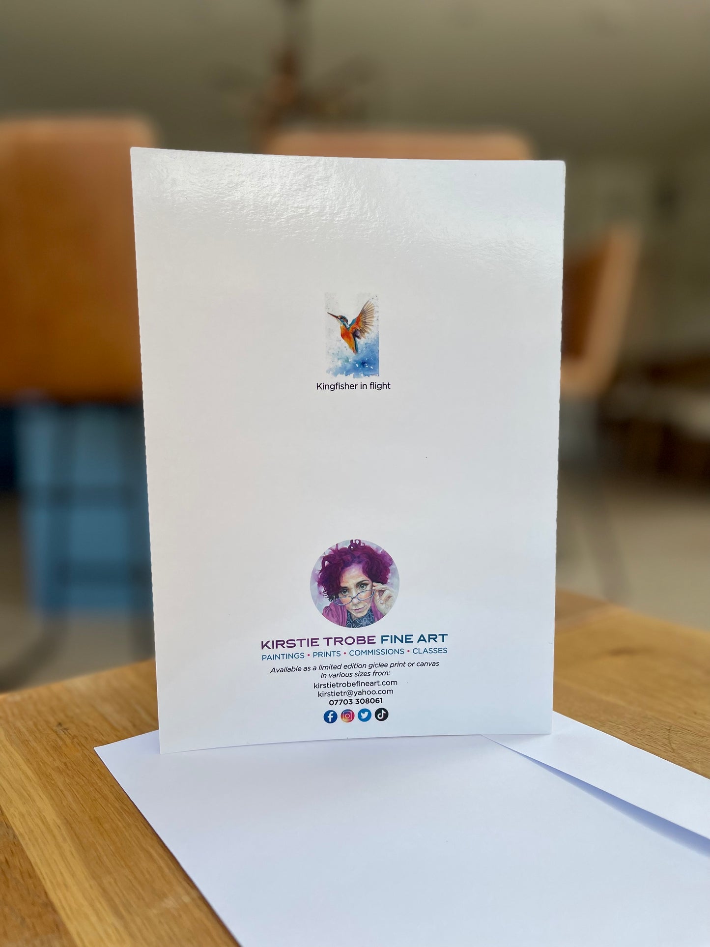 Kingfisher in Flight, A5 Greeting Card. Blank inside.