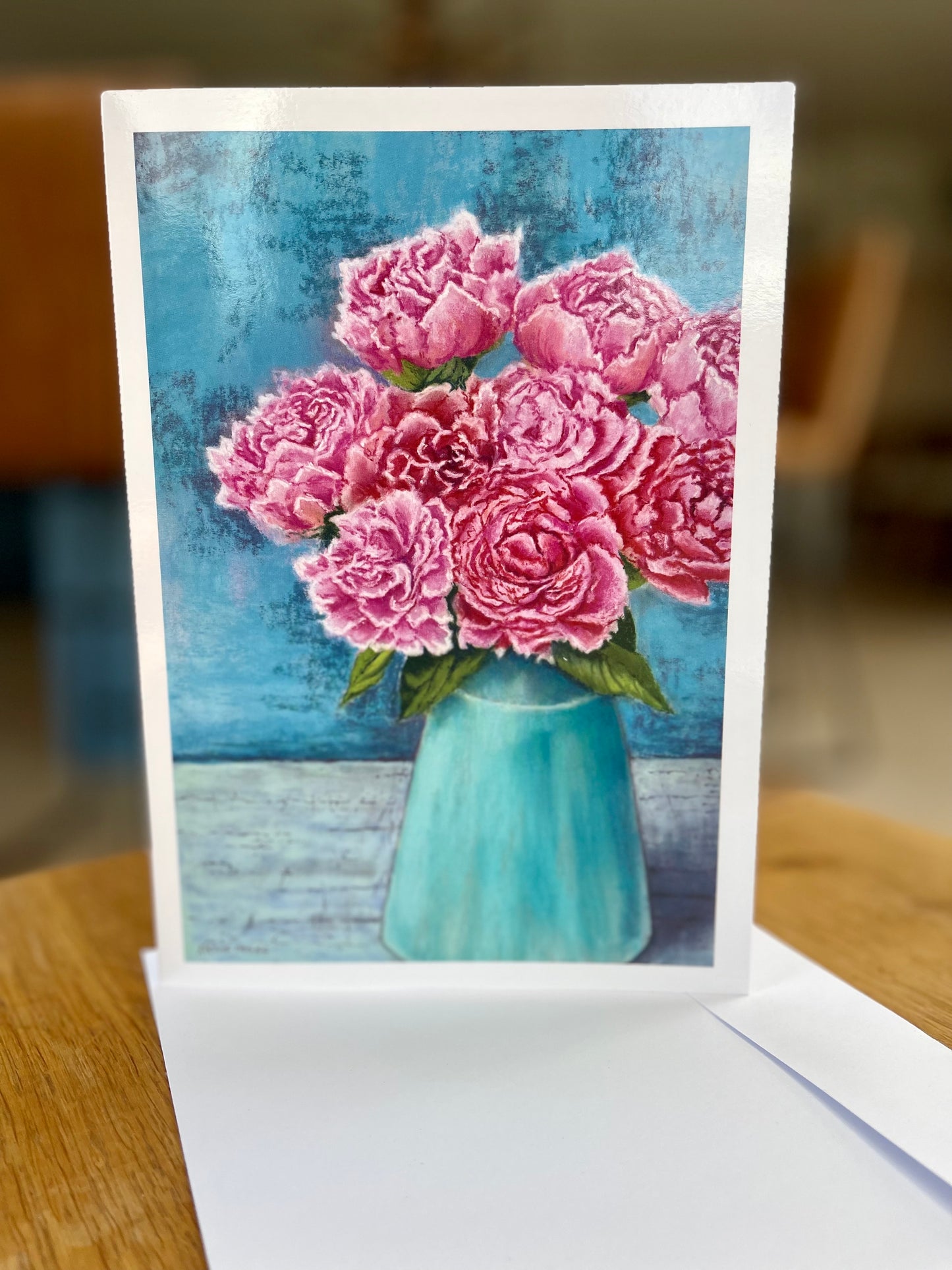Pinky Blue, A5 Greeting Card. Blank inside.