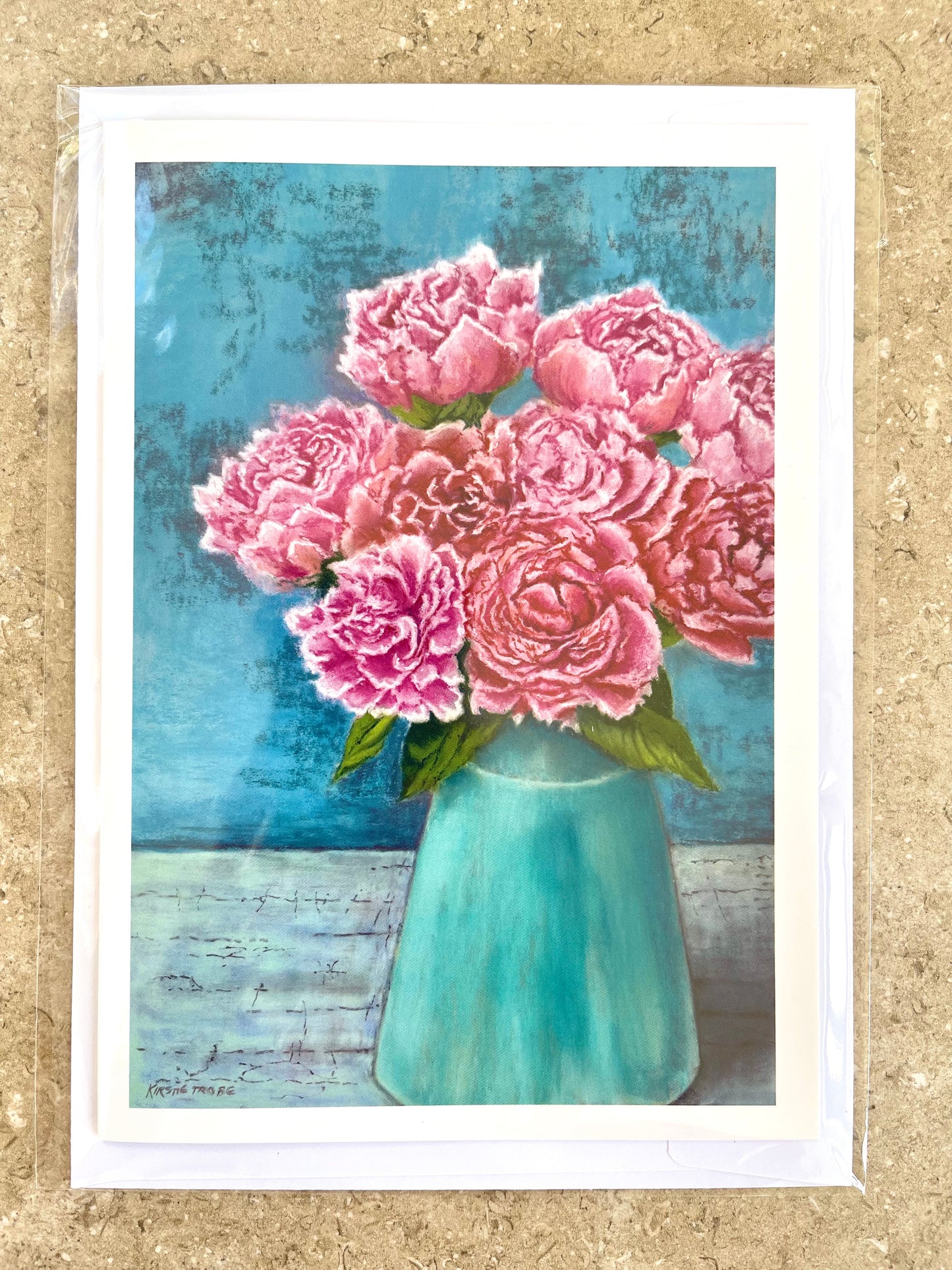 Pinky Blue, A5 Greeting Card. Blank inside.