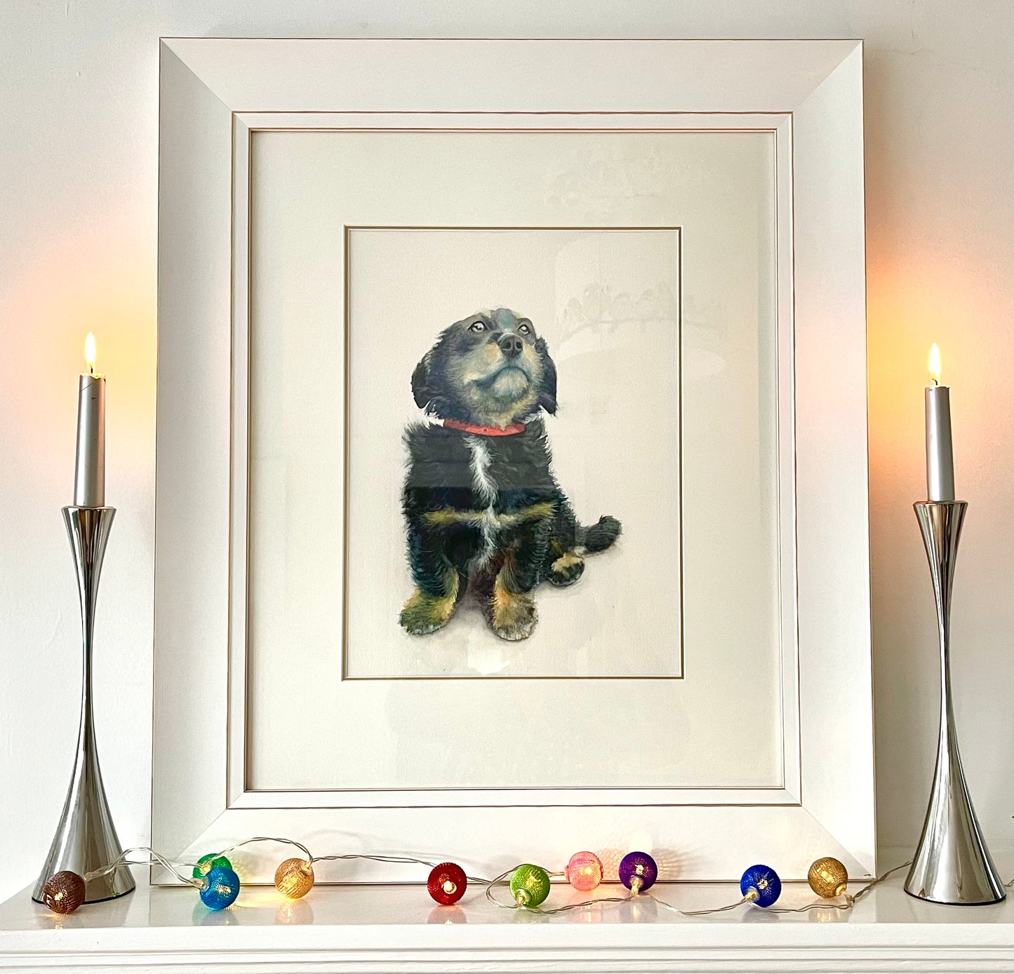 Puppy with Red Collar, Fine Art Giclee Limited Edition Print