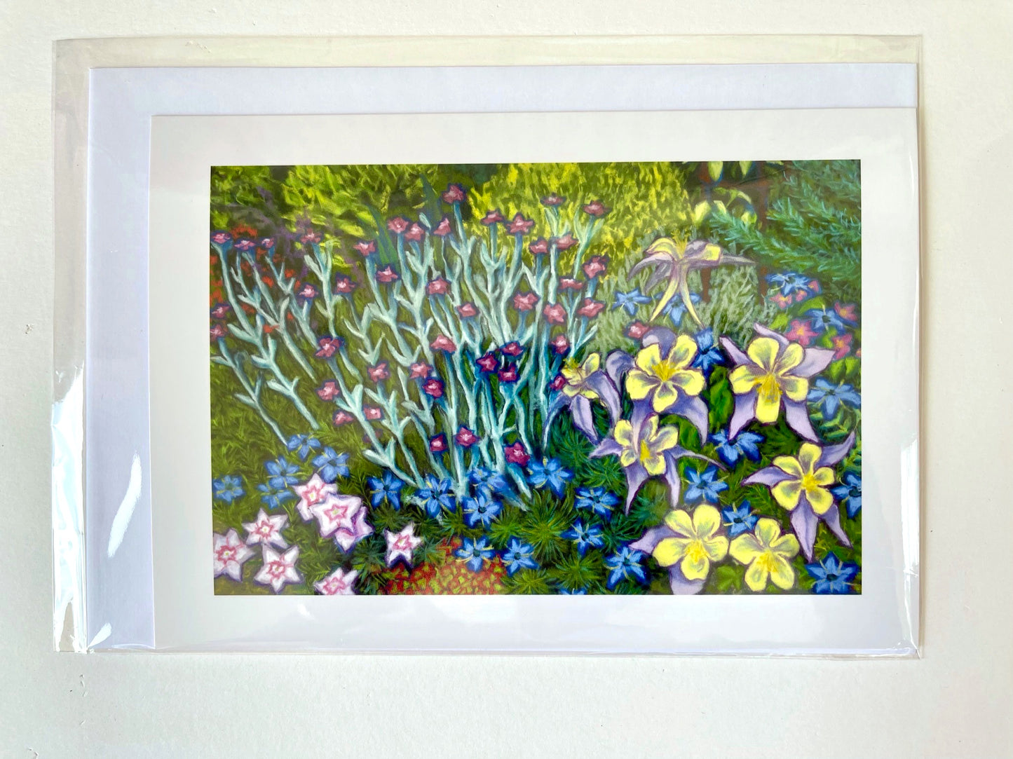 Springtime Border, A5 Greeting Card. Blank inside.