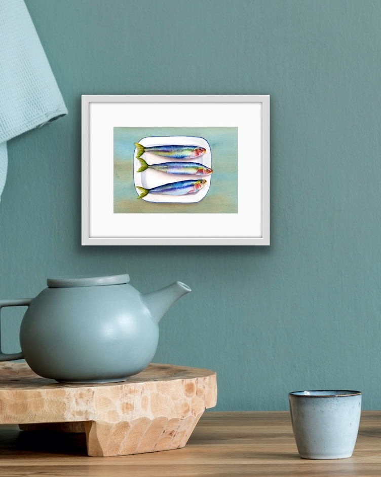 Sardines for Supper, Fine Art Giclee 10x8" Mini Print