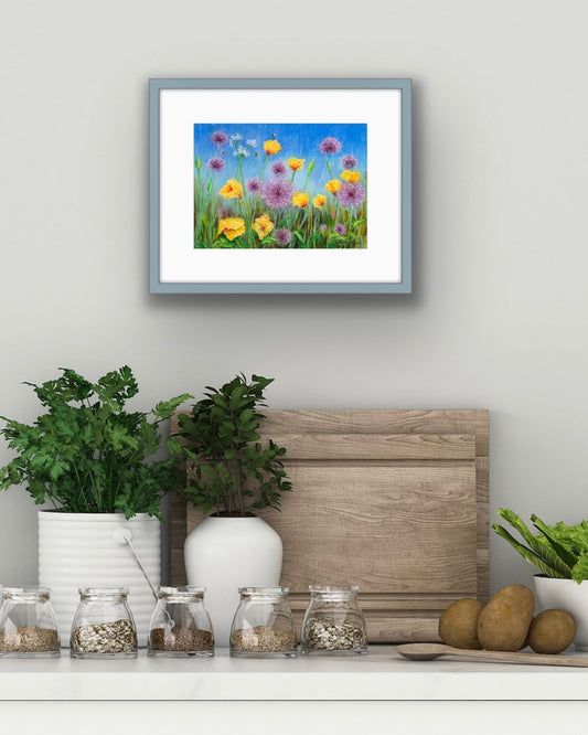 Alliums and Poppies, Fine Art Giclee 10x8" Mini Print