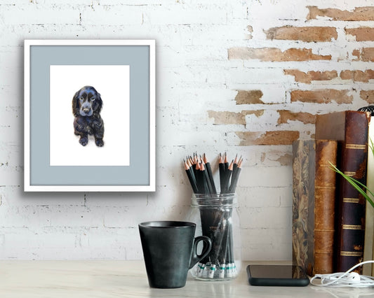 Blue Spaniel, Fine Art Giclee 10x8" Mini Print