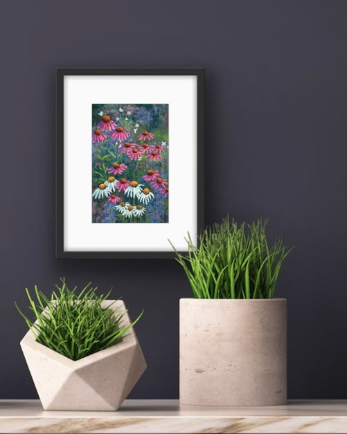 Echinaceas and Daisies, Fine Art Giclee 10x8" Mini Print