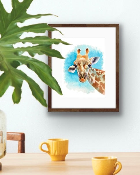 Giraffe, Fine Art Giclee 10x8" Mini Print