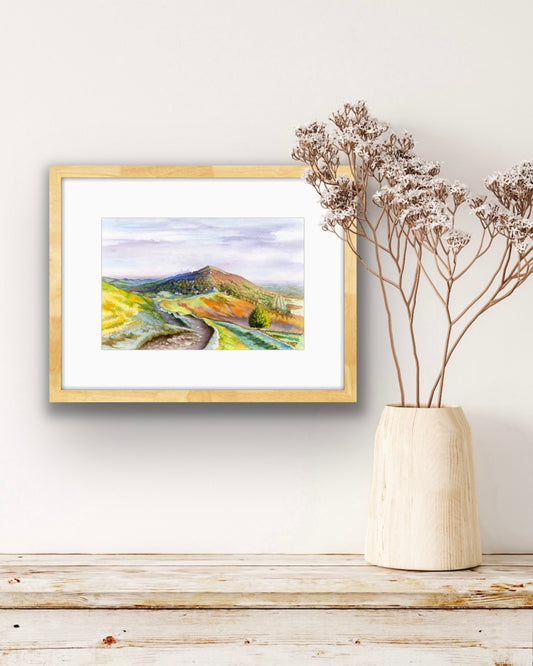 Malvern Hills - Watercolour, Fine Art Giclee 10x8" Mini Print