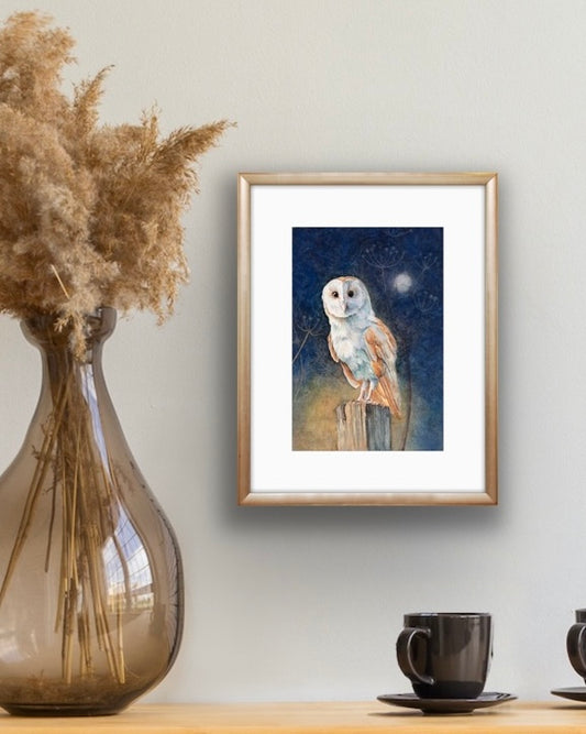 Night Owl, Fine Art Giclee 10x8" Mini Print