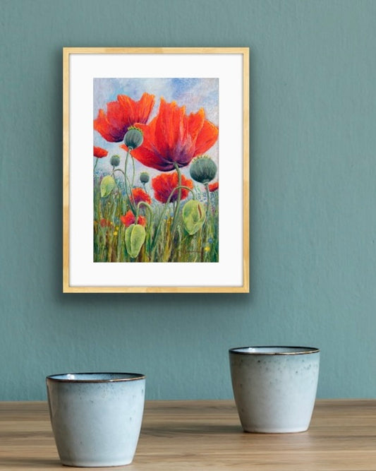 Poppy Meadow, Fine Art Giclee 10x8" Mini Print