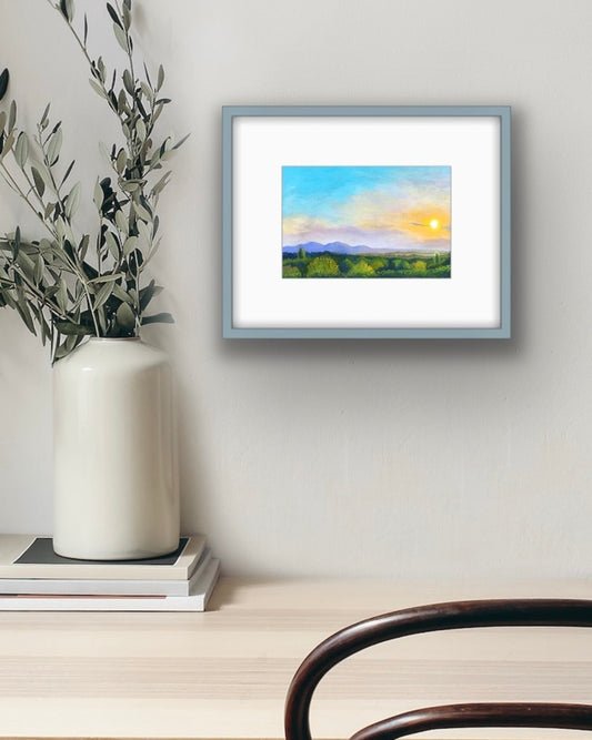 Sunset over the Malverns- Pastel, Fine Art Giclee 10x8" Mini Print