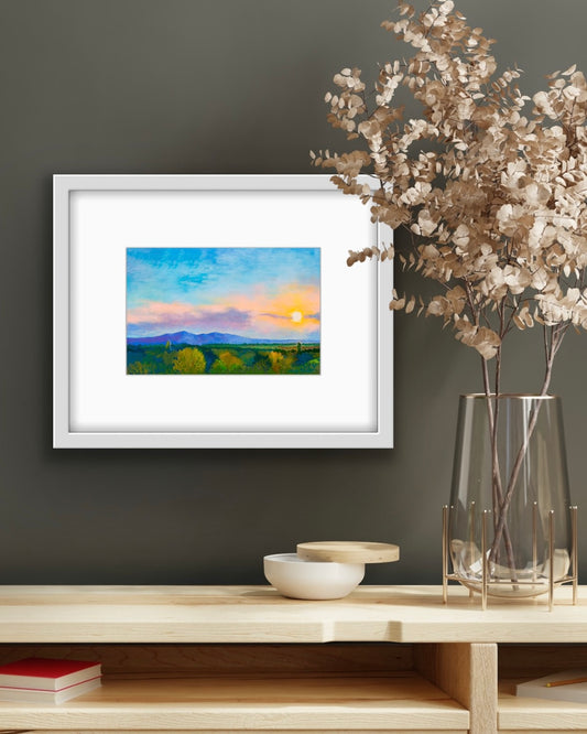 Malvern Sunset - Pastel, Fine Art Giclee 10x8" Mini Print