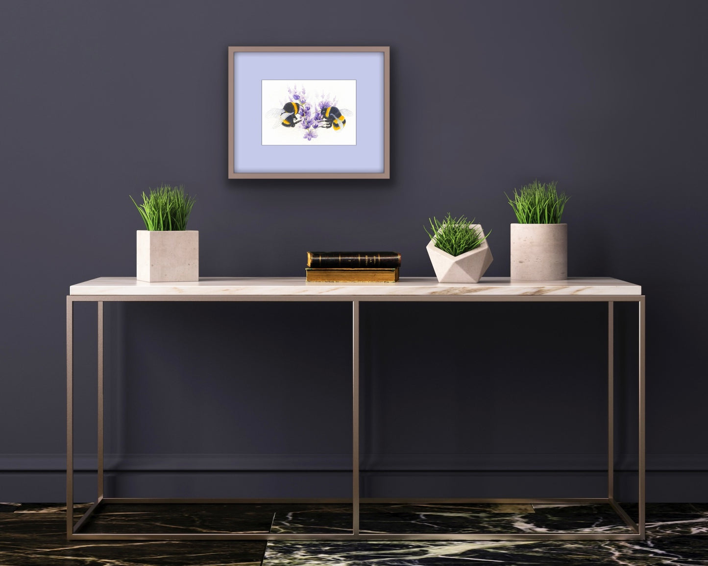 Bees with Lavender - Original Watercolour