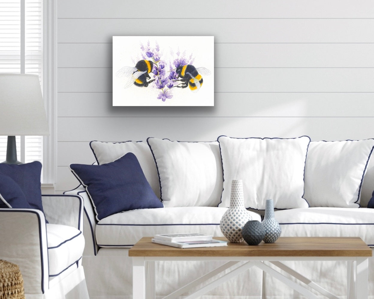 Bees with Lavender - Original Watercolour